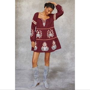 Anthropologie Let Me Be Embroidered Dress